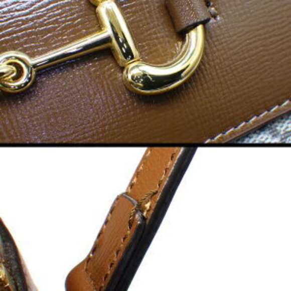 Gucci Horsebit Shoulder Bag Beige Ebony GG Supreme Canvas Leather - Picture 9 of 10